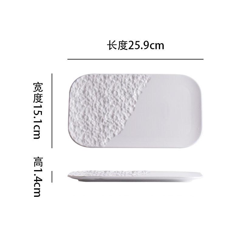 Pure White Ceramic Stone Patterned Sushi Plate Creative Sashimi Plate Dessert Dish Barbecue Plate Hotel Specialty Tableware