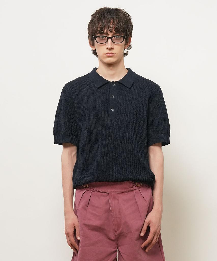 Generalidea Man Button Collar Half Knit [Dark Navy] / Gf2Mkp016