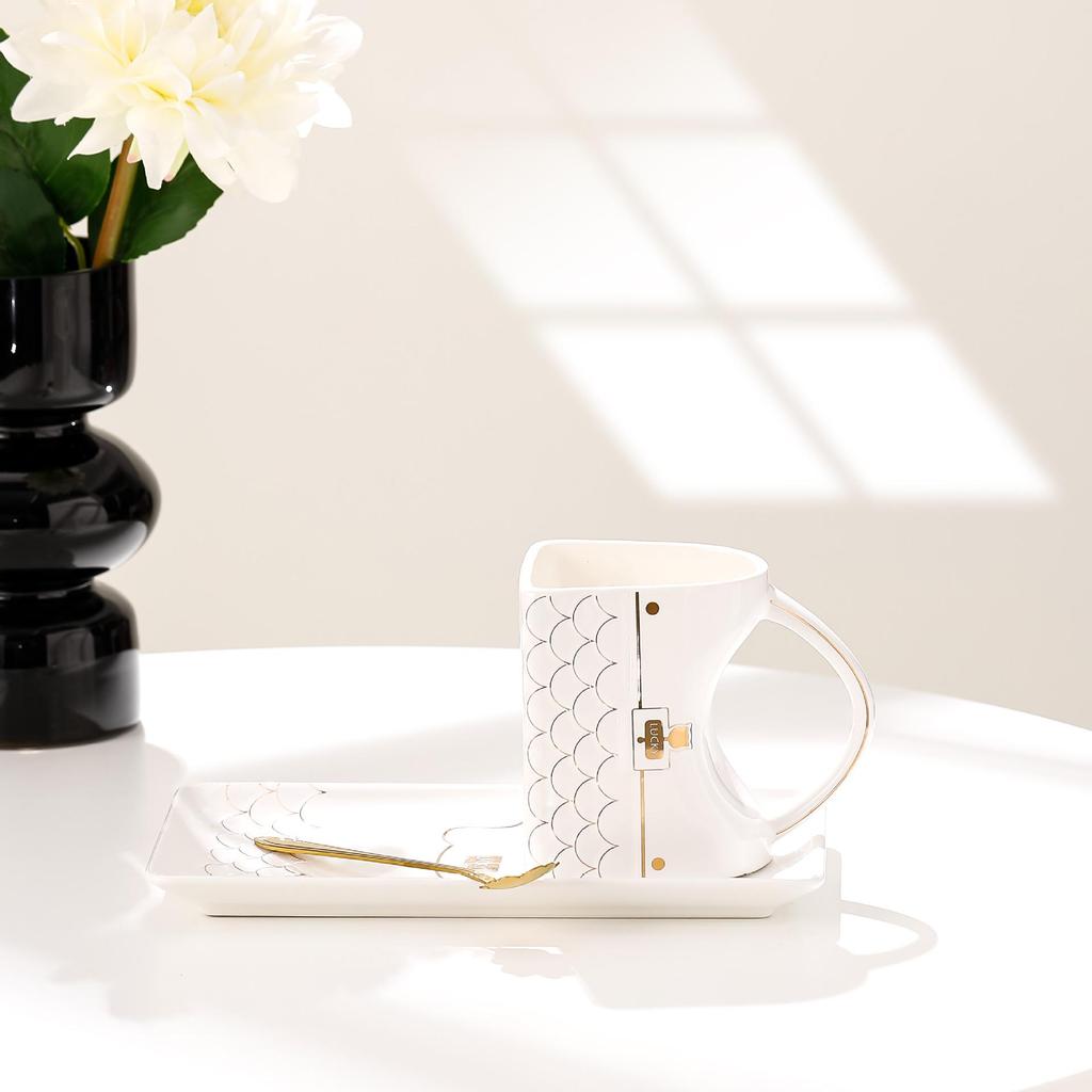 Elegant Ceramic Mug Set: Unique Handbag Design for Office or Home Use