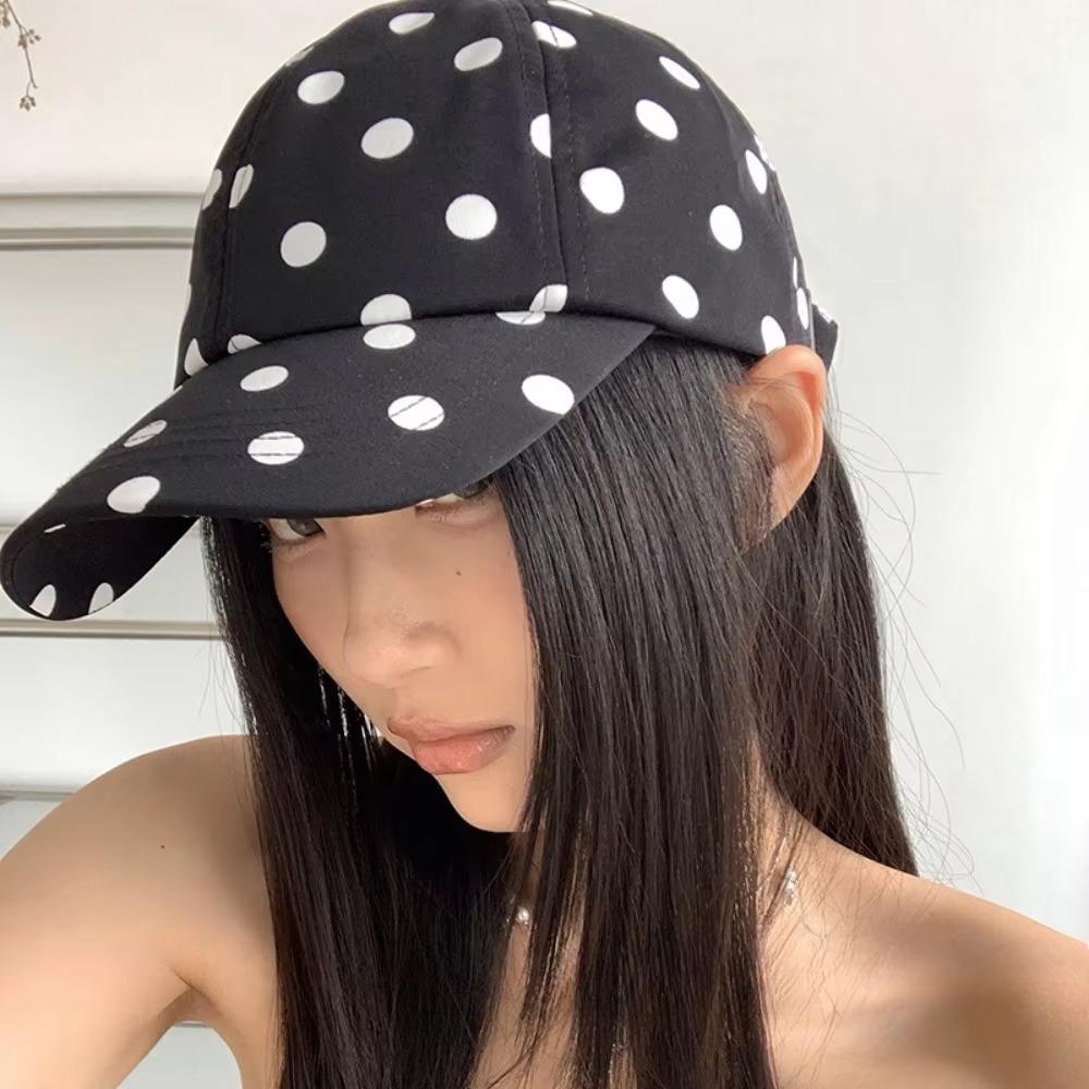 Korean Style Soft-top Polka Dot Baseball Cap Adjustable Wide Brim Sun Hat Lightweight Breathable Casual Hat Summer Outing