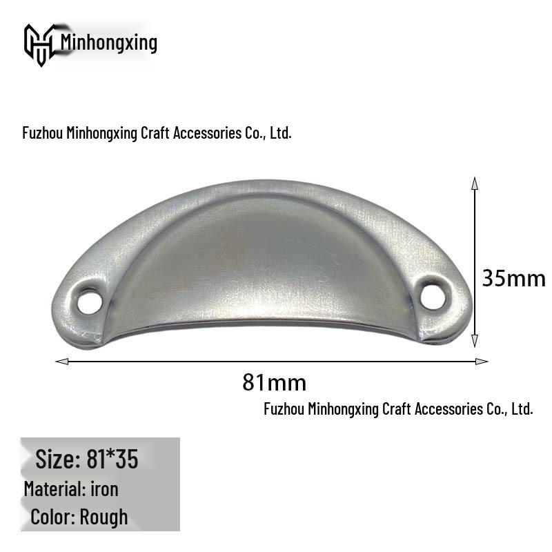 

American Retro Semicircular Tinplate Drawer Pull Handle, Vintage Chinese Medicine Cabinet Ear Shell Hardware