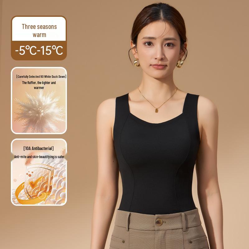 

Женский зимний теплый жилет 2025 года с пуховым наполнителем и нагрудными вставками Medium