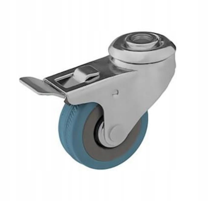 Swivel caster set with brake and 125mm hole mounting