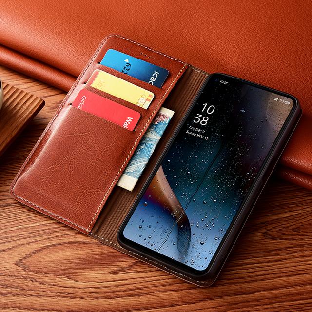 Custodia a Portafoglio di Lusso in Vera Pelle per Samsung Galaxy S25 S24 S23 S22 S21 S20 S10 FE Ultra Plus Copertura con Supporto Pieghevole Magnetico
