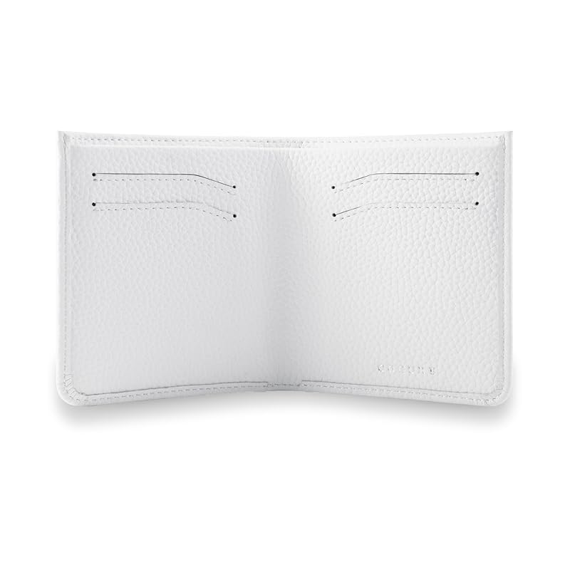 

[COGURE] Kogre wallet bi-fold mini wallet genuine leather shrink calf leather wallet coin purse card holder unisex with gift box COPM03-White white