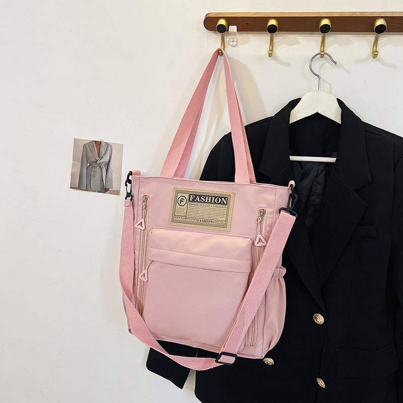 Newest Female Teens Students' Shoulder Bag Simple Style Contrast Color Handbag Stylish Nylon Crossbody Shopping Bags