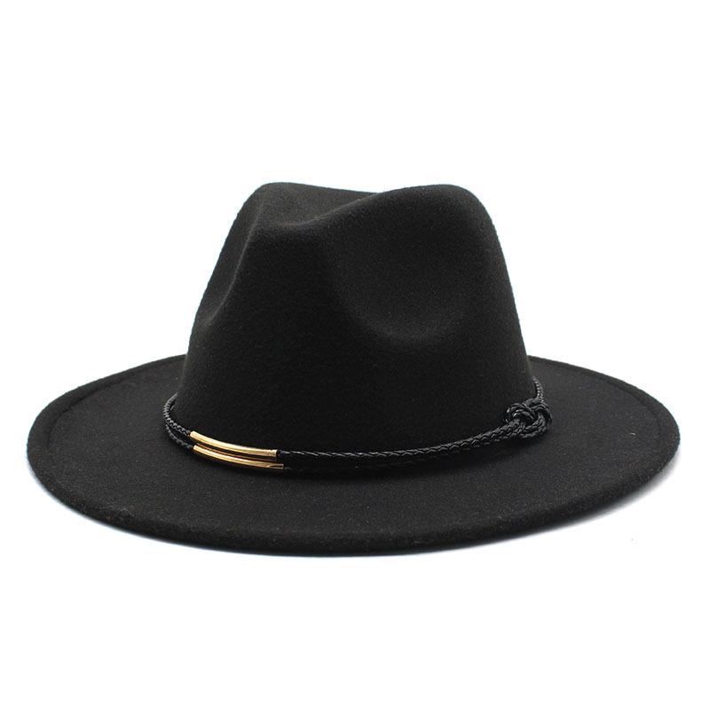 Hat Men'S And Women'S Jazz Hat Quarterly British Retro Belt White Top Hat Woolen Gentleman'S Hat