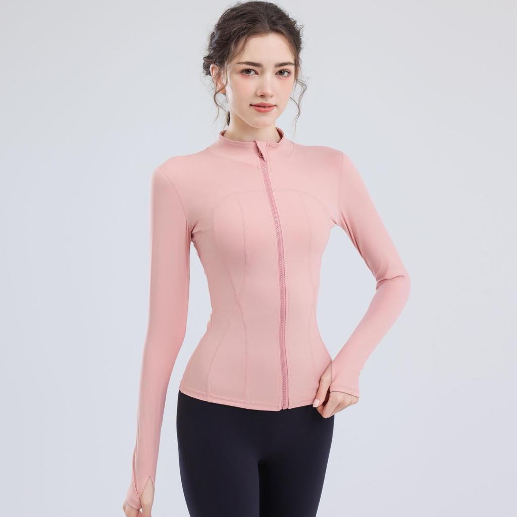 Women's Long Sleeve Yoga Top - Stand Collar, UV Protection, Lightweight Fitness Shirt for Summer 2024