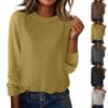 Women’s Long Sleeve Ribbed Knit Pullover Crew Neck Casual Relaxed Fit Lightweight Sweater Top for Everyday Wear
