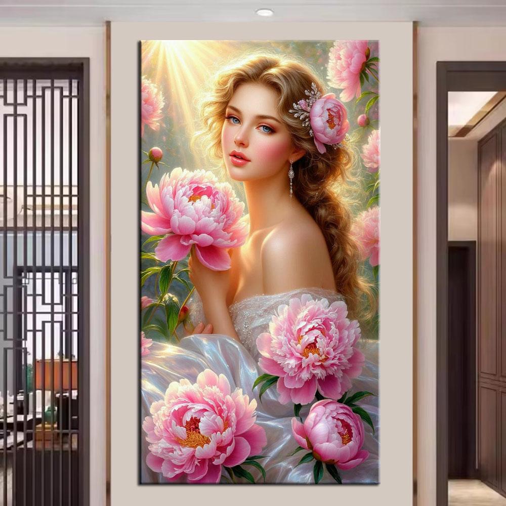 Beautiful Girl and Flowers Picture DIY Diamond Painting Cross Stitch Full Drills Diamond Mosaic New Collection Home Decor