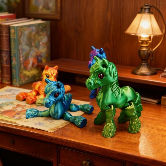 3D-gedrucktes Pferdeornament Niedliche bewegliche Pferdefigur Flexibles Tier-Fidget-Spielzeug für interaktives Spielen, Stressabbau und zur Ausstellung