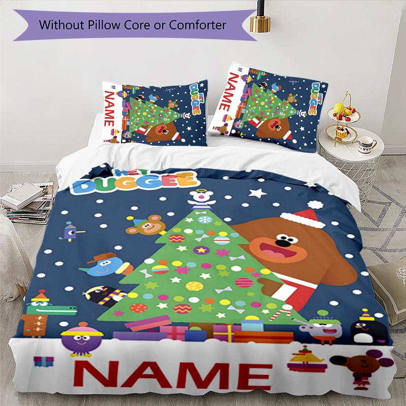 3pcs Hey Duggee2 Cover Set - Personalized Name, HD Printed Bedding with 1 Cover and 2 Pillowcases - Perfect for Home Decor, Easy Care