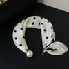 New Spring and Summer Thin Pearl Necklace Magnetic Buckle Lazy Silk Scarf Women's Pendant Scarf Collarbone Chain Silk Scarf