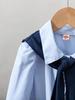 2025 Autumn Girls' Two-piece Set: Turn-down Collar Shirt Dress with Casual Small Shawl