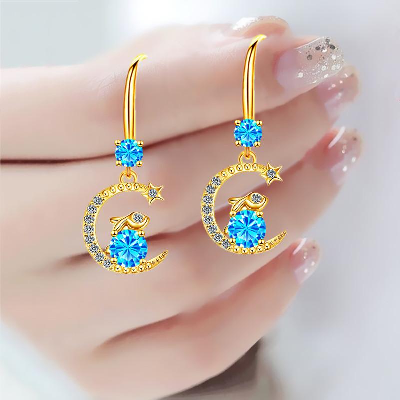 

New Fashion Earrings Female Explosive 12 Zodiac Rabbit Pendant Ear Hook Long Earrings