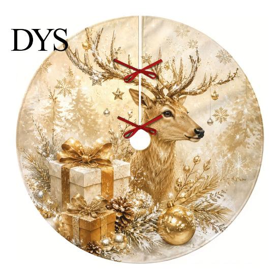 Seasonal Home Decoration 35.4" Christmas Tree Skirt, Round Mat with Vibrant Holiday Prints for Party Decor Decorations and Decor, Durable Xmas