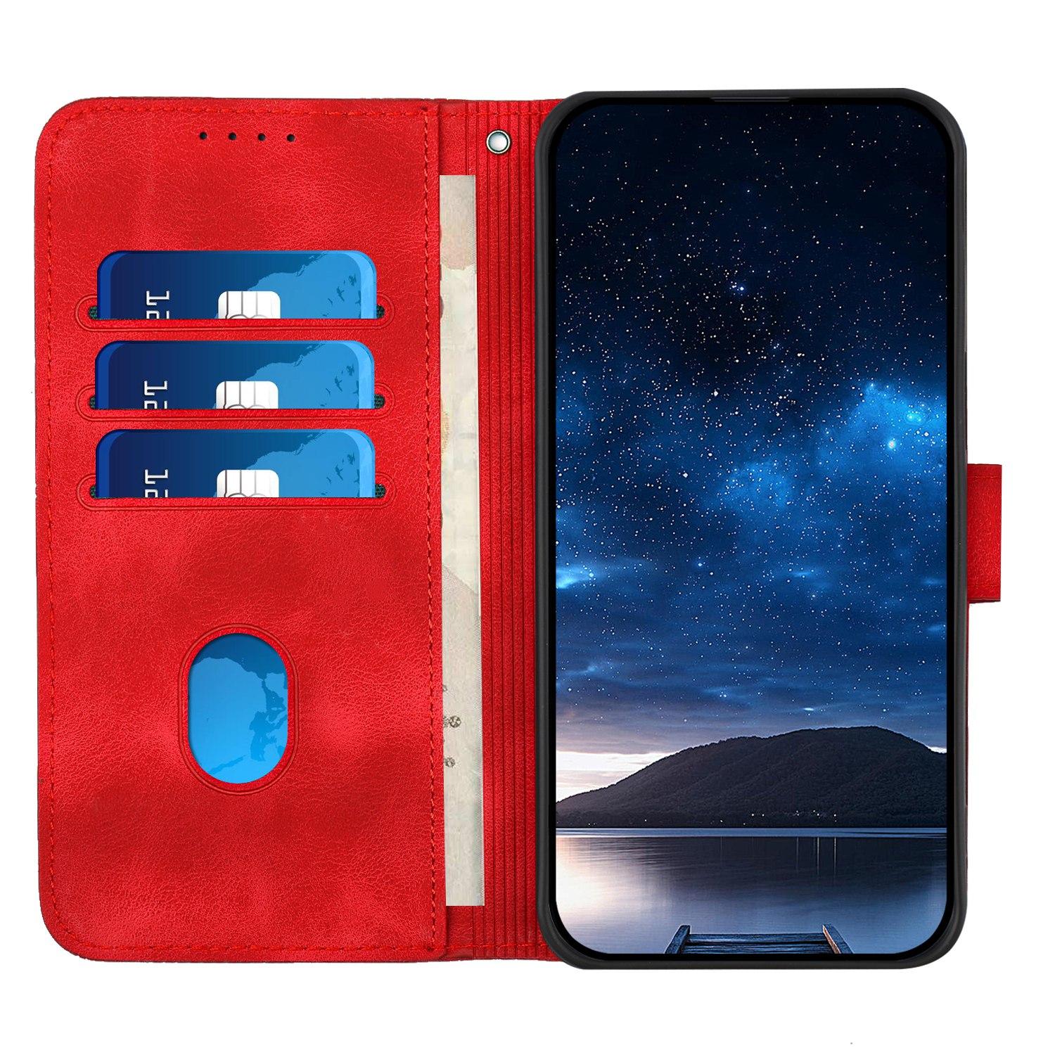 

YX0080 For Samsung Galaxy S25+ Case Butterfly Imprint Leather Wallet Phone Cover Red
