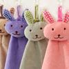 Baby Infant Korallen Samt Handtuch Cartoon Tier Kaninchen Küche Hängen Bad Wischen Handtuch Waschlappen Kinder Taschentuch