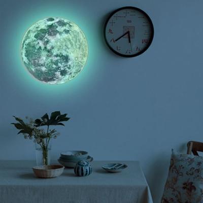 20 cm großer fluoreszierender 3D-Mond-Wandaufkleber, abnehmbarer, im Dunkeln leuchtender Aufkleber