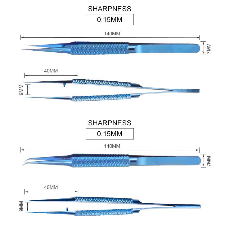 Blue Fingerprint Anti-Magnetic Titanium Alloy Tweezers 0.15mm, Fine Point for Mobile Phone Repair and Microscope Use