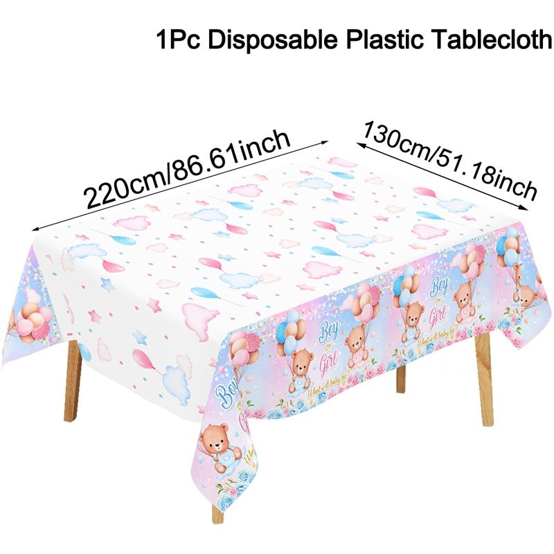 Gender Reveal Party Plastic Tablecloth Boy or Girl Baby Shower Decor Newborn Table Cover He Or She Gender Reveal Party Supplies