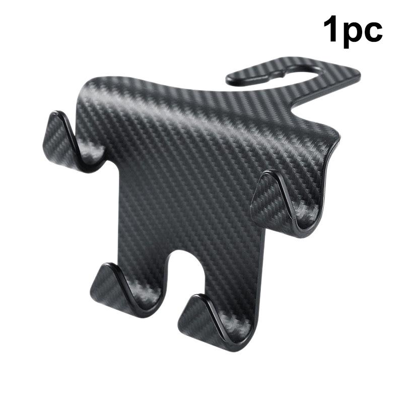 Car Back Seat Hook & Phone Mount 2-in-1 - Carbon Fiber Style Multi-Functional Organizer for Bags, Phones & Car Interior Storage