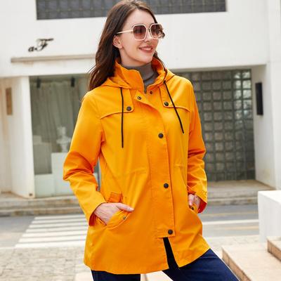 Windcheater for Women Thin Mid-length Hooded Raincoat Spring Autumn Ladies Windproof Waterproof Casual Jacket Outwear Rainwear