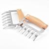 BBQ Accessories 2pcs BBQ Fork Claws Meat Shredder Heat Resistant Stainless Steel Meat Claws for Shredding Meat with Wood Handle