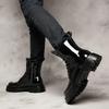 Men Boots High Quality Patent Leather High-top Boots Lace Up Platform Chelsea Boots Classic Black Casual Ankle Boot Botas Hombre