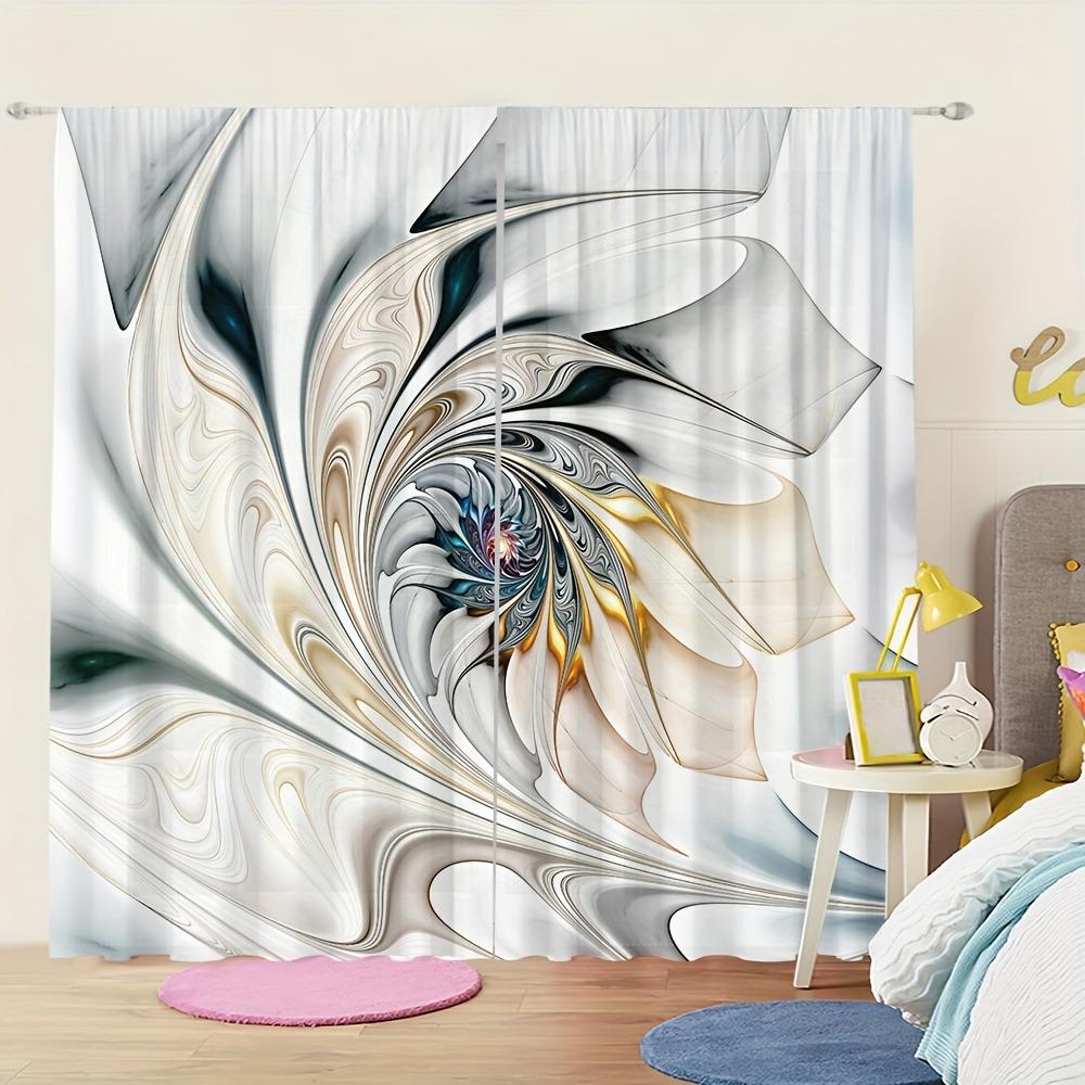 2Pcs Abstract Aesthetic Art Line Pattern Printed Curtains   Suitable For Living Room   Bedroom  Study   Office   Sliding Window