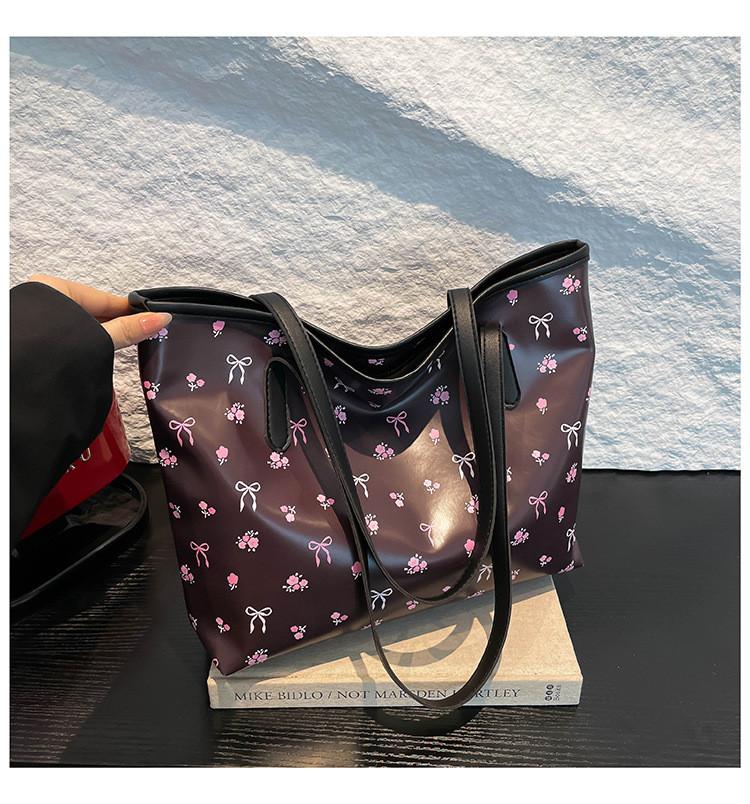 Cute Pink Butterfly Tote Bag For Daily Use Large Pu Handbag With Zipper Closure