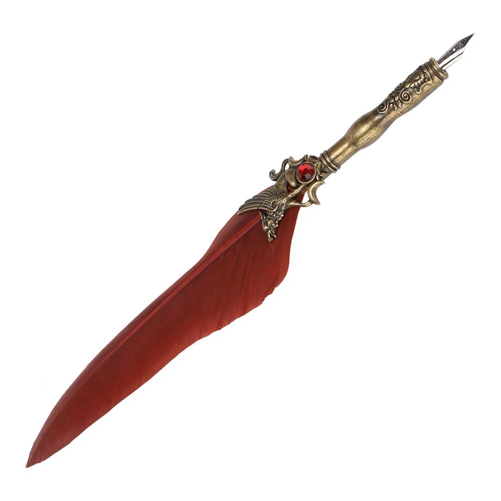 Stainless Steel Feather Quill Feather Shaft Engraved Dip Pen  Desktop Decoration