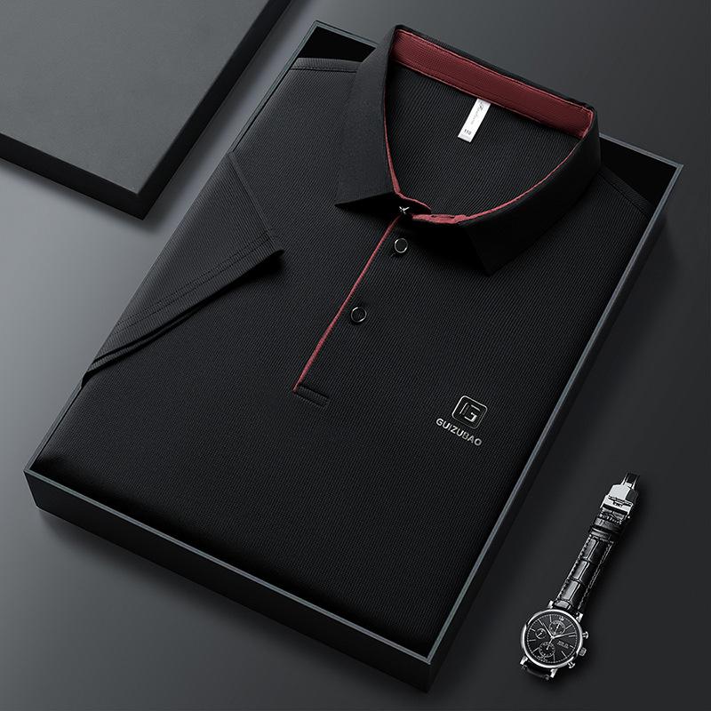 

Рубашка поло мужская, высококачественная, однотонная, с накладным лейблом, с коротким рукавом и лацканами 4XL чёрный