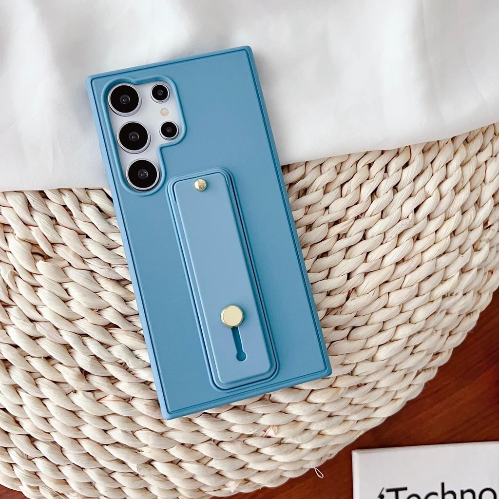 Suitable for Samsung S25ultra Mobile Phone Case S24 Bracket Mobile Phone Case S23 Wristband S22 Simple Silicone Men and Women