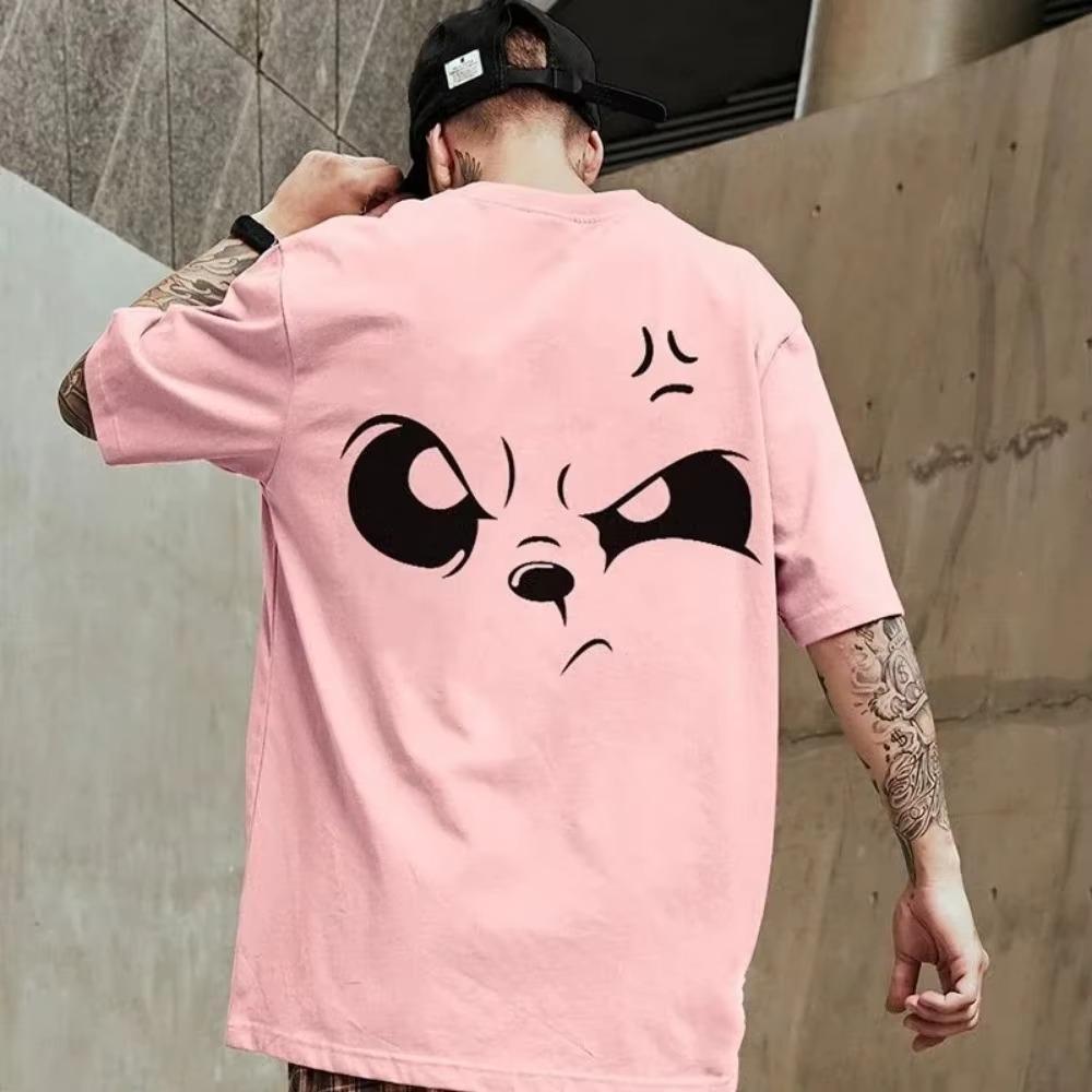 2024 Men's Short Sleeved Hip Hop T-shirt Casual Street Clothing Angry Blink Print Summer Harajuku Fashion Y2K Street Clothing
