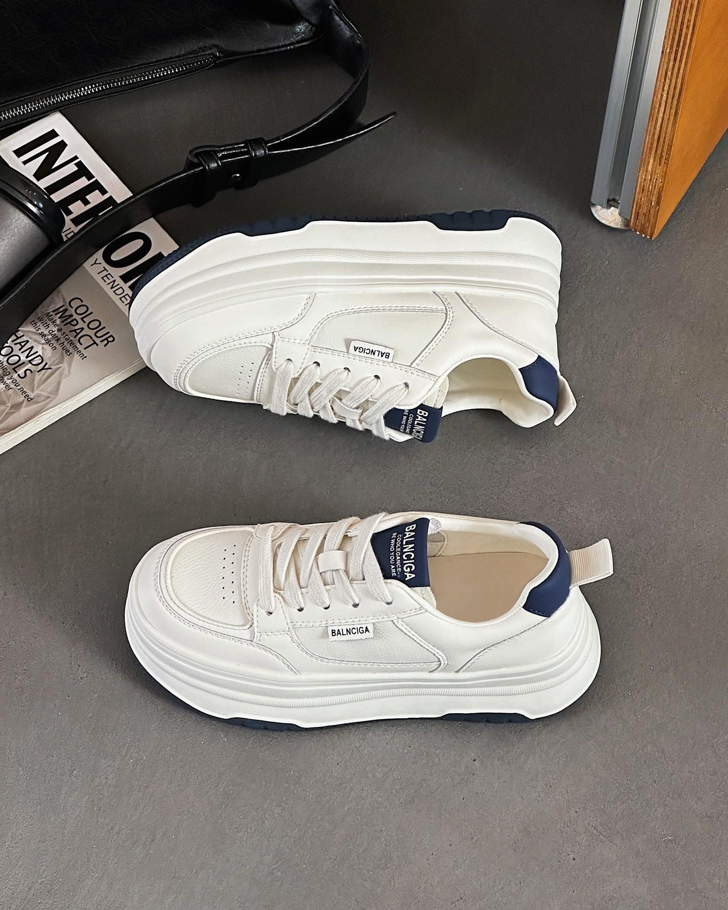 

European products 2025 autumn leather platform white shoes women s versatile casual sports board shoes heightening bread shoes single shoes tide 35