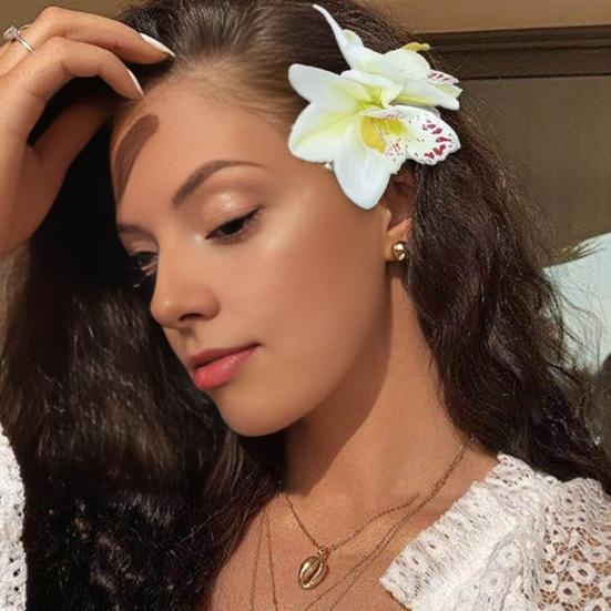 Hairpin Soft Fabric Flower Hairpin Realistic Orchid Design Lightweight Decorative Hair Clip