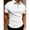 Male Short Sleeve Polo Shirts Zipper Pullover Solid Color Casual Turn-down Collar Soft Retro Style Daily Basic Tops