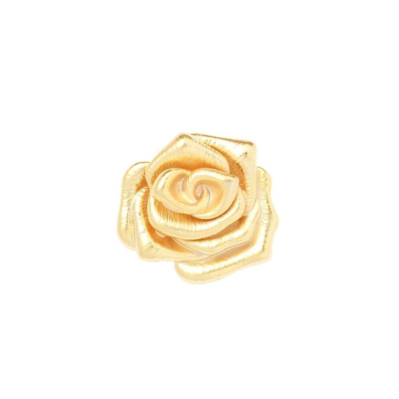 Gold Rose Brooch Retro Romantic Lapel Pin 1Pcs Unisex Anti-deform Clothing Accessory for Date Travel Daily Wear Gift