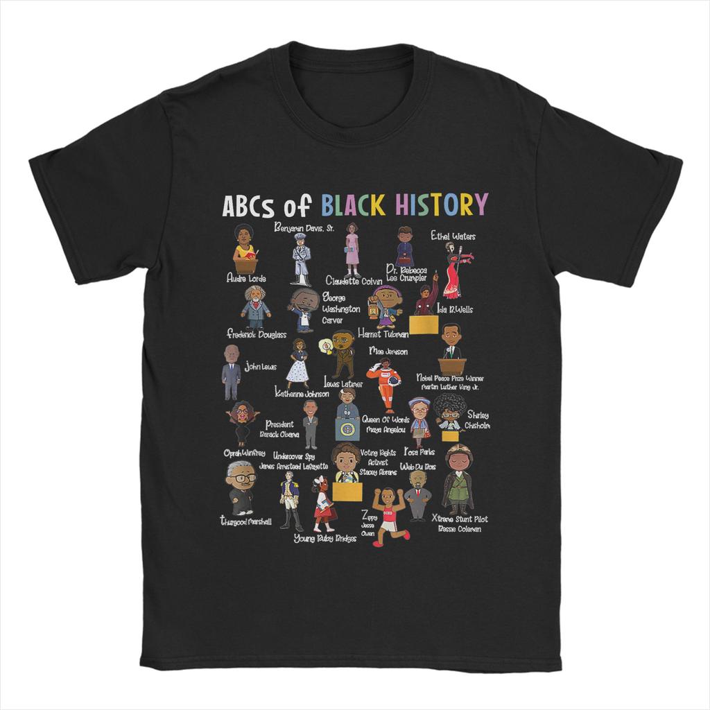 Harajuku T Shirt Summer ABCs Of Black History Month Juneteenth Day Black TShirtsCotton Tee Shirt for Unisex Awesome Plus Size Tops