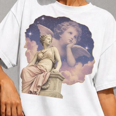 Greek Statue Cherub Shirt: Retro 90s Distressed Cotton Tee