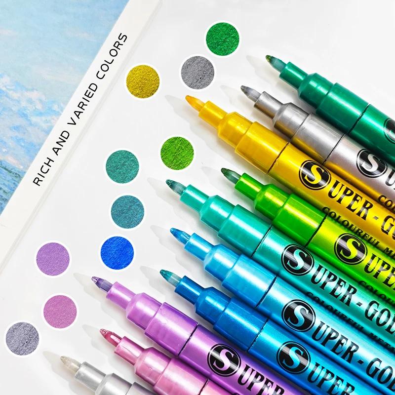 18Color Metallic Paint Pens 07mm Glitter MarkersSuper Golden Acrylic Markers for Rock Painting Stone Ceramic Fabric Pebbles