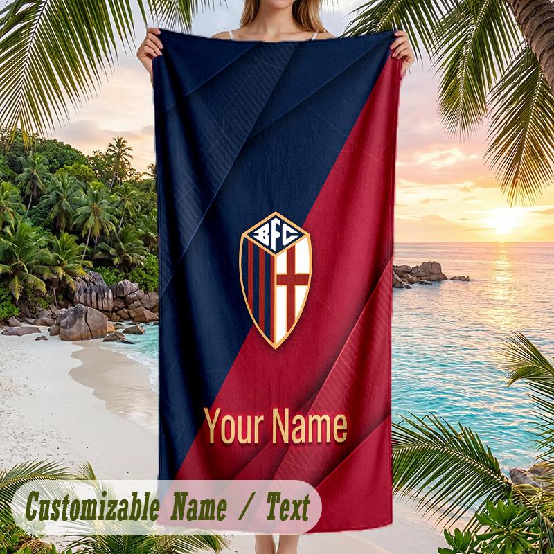 Beach Towel Bologna FC Print Custom Name Text Soft Towel for Swimming Pool
