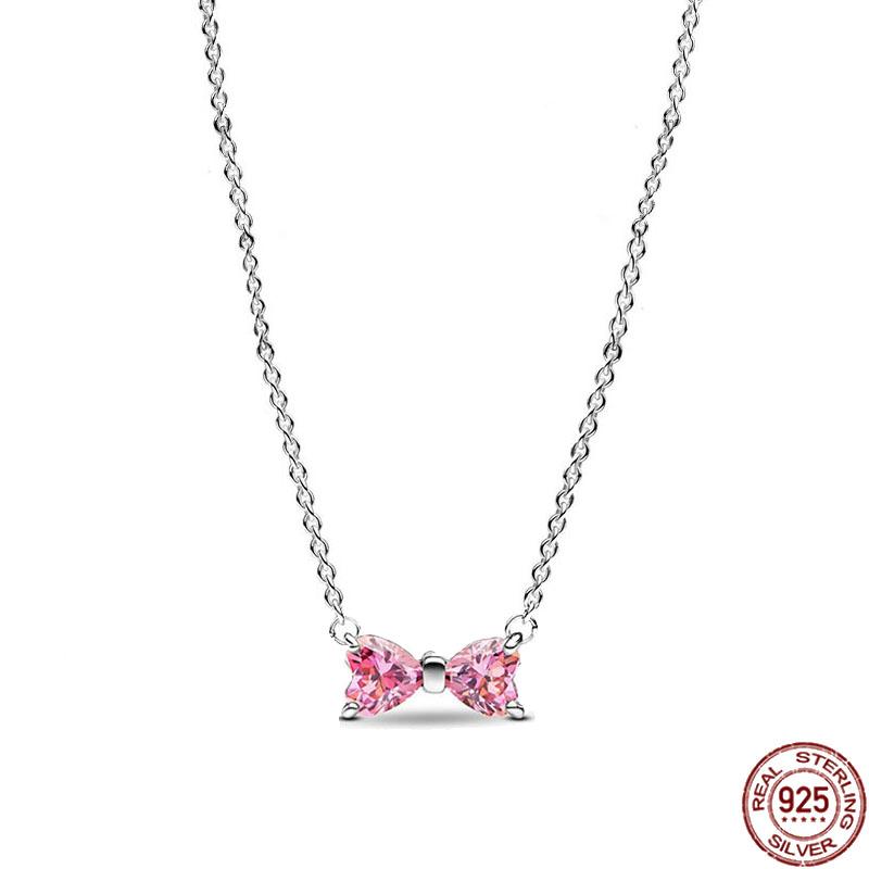 

New 925 silver classic dazzling round heart-shaped pendant necklace fit original pendant DIY holiday gifts 45cm