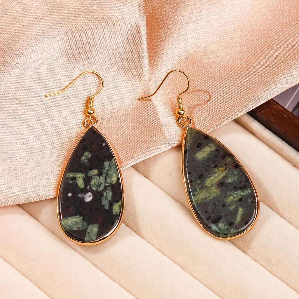 Natural Stone Earrings, Light Luxury High-end Earrings, Blue Pine, Green Eyed Stone Earrings, Accessories