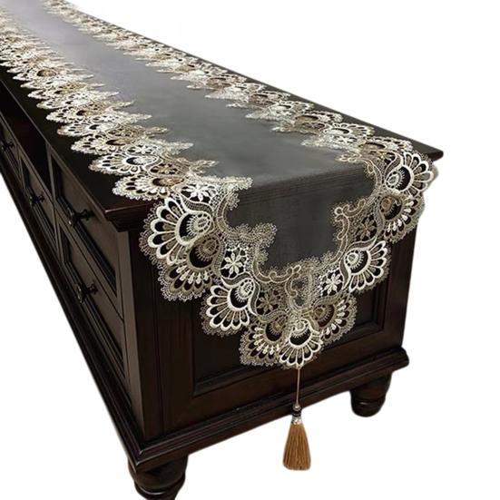 Runner da Tavola in Pizzo con Nappe, Runner da Tavola Vintage in Pizzo, Runner da Tavolino, Runner da Tavola Squisito Impermeabile e Resistente all'Olio per Pranzo