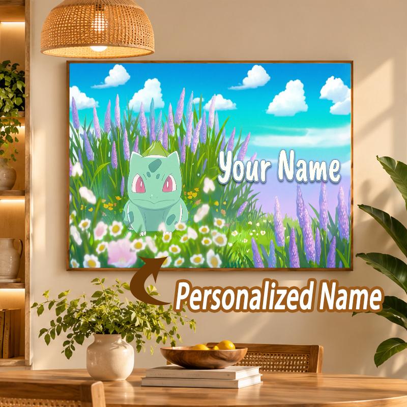 Bulbasaur Custom Name Diamond Painting Personalized 5D Full Drill DIY Diamond Art Home Decor