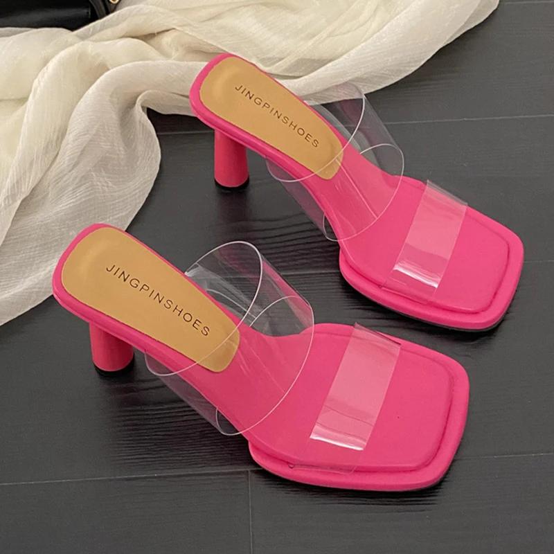 Mode High Heels Damenschuhe Mode Hausschuhe Elegante Pumps Sexy Sommer PVC Damen Sandalen 2025 Designer Kleid Luxus Zapatos De Mujer