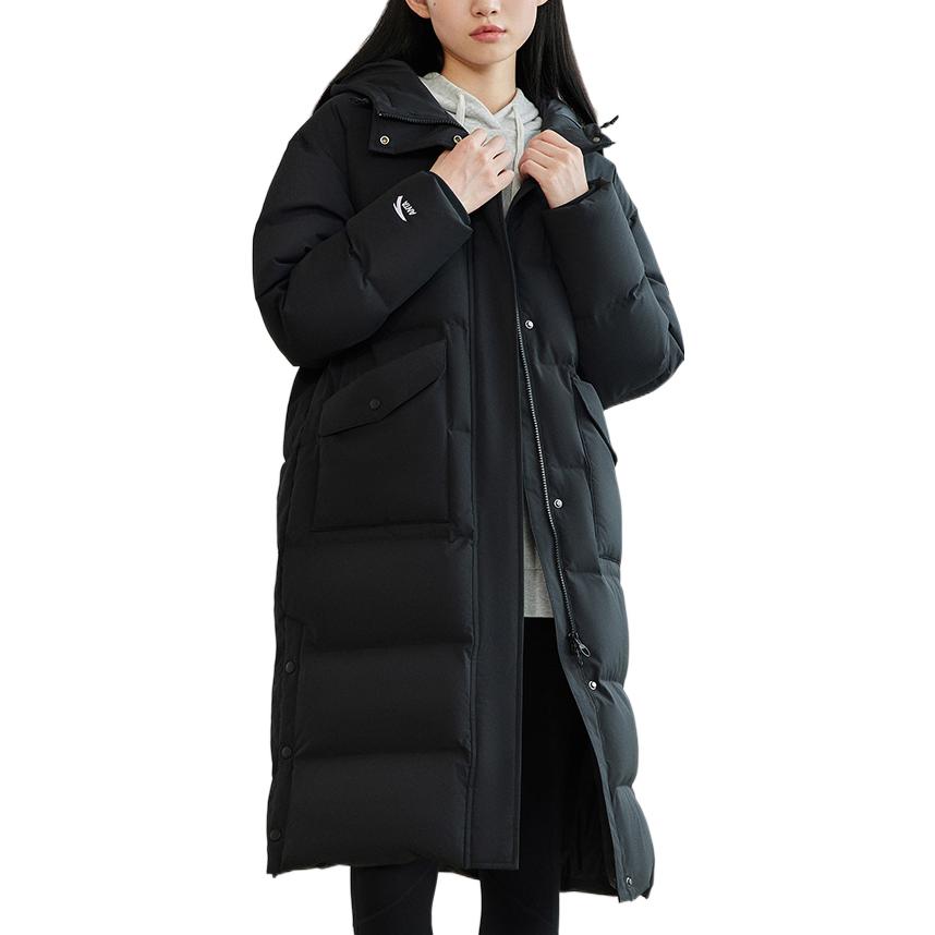 Anta Lifestyle Serie Letter Print Muster Reißverschluss Kapuze Dicke Daunenjacke Damen Oberbekleidung Schwarz 162318902-1