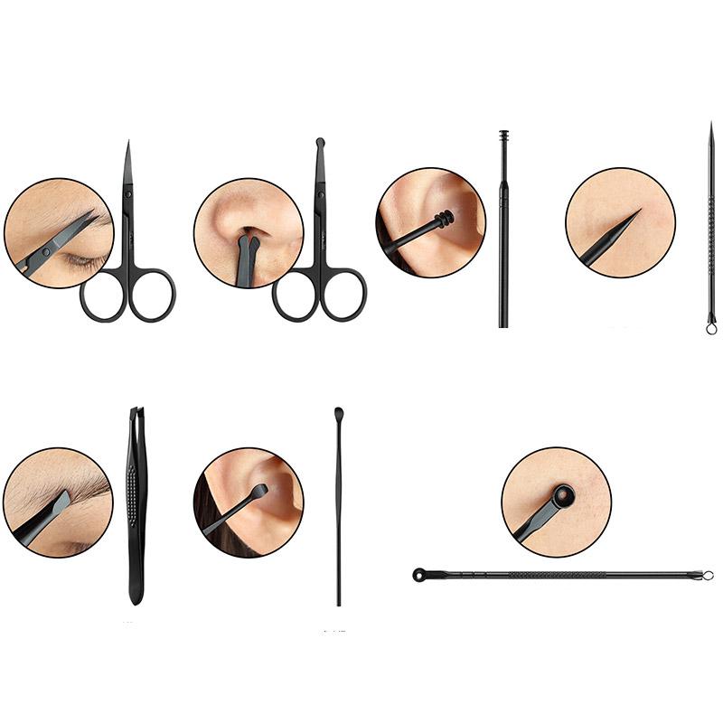 18-Piece Nail Care Kit - Clippers Cuticle Nipper Ingrown Toenail Pliers Pedicure & Manicure Tools for Home/Gift (Black)